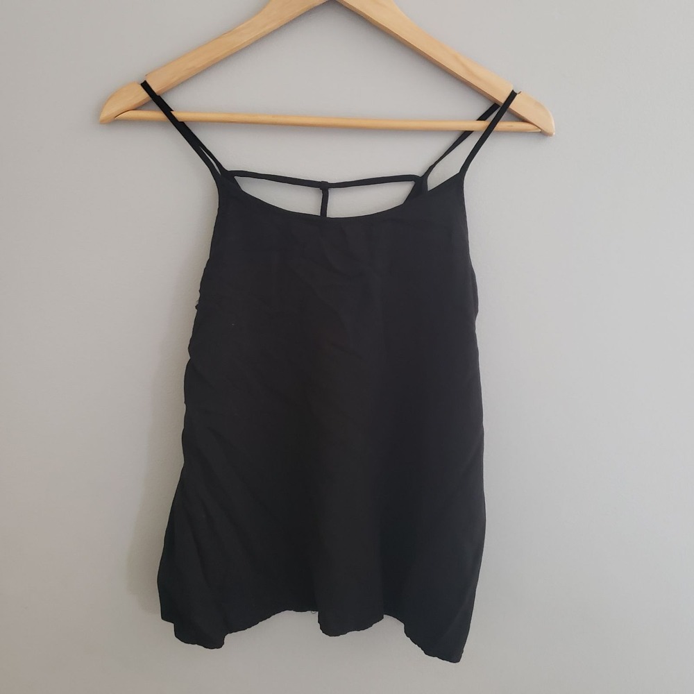 Heart & Hips Womens Black Strappy Caged Neck V-Back Camisole Tank Top Medium